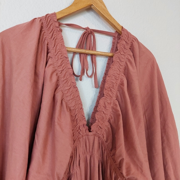 ASOS‎ DESIGN Plunge Elastic Ruched Waist Midi Dress Size 12 - Picture 3 of 9